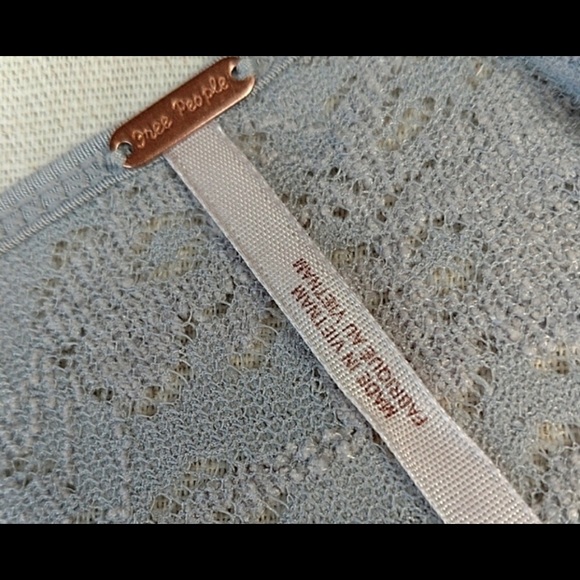 Free People Silver Lace Peplum Blouse Top Large - Picture 3 of 6